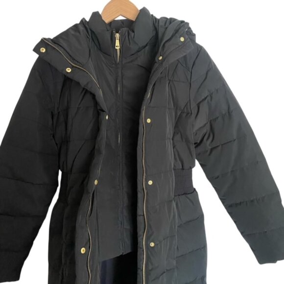 Cole Haan Black Hooded Down Puffer Coat Medium - Picture 5 of 6